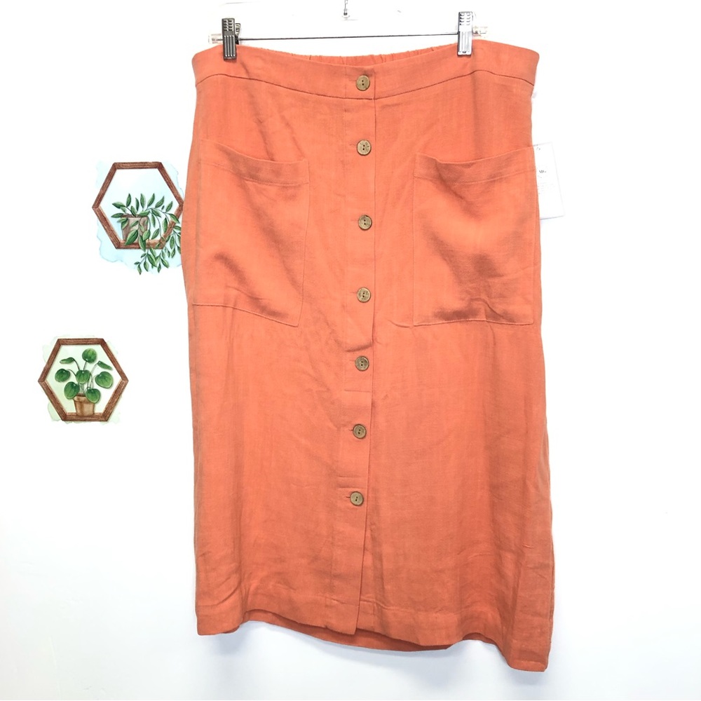 Madison Grey orange coral fall midi skirt